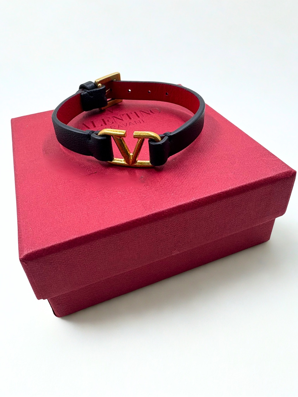 Valentino Garavani Black V-Logo Bracelet